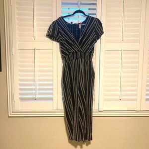 Anthropologie jumper in navy and white. Stretch.